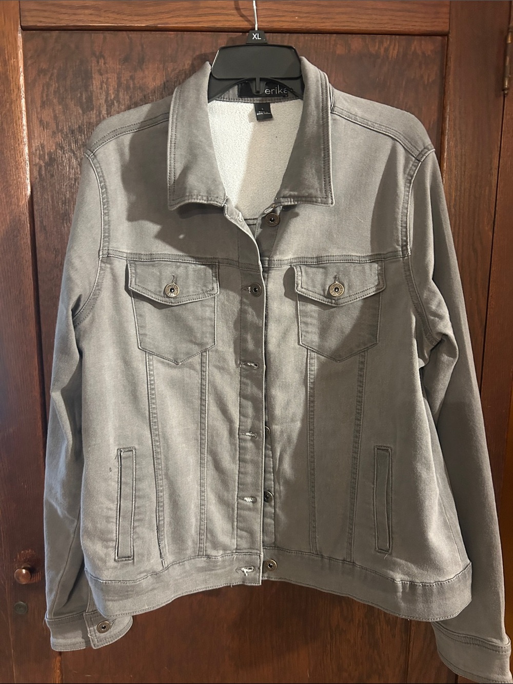 Erika Women's Gray Denim Jacket - Button-Front Trucker